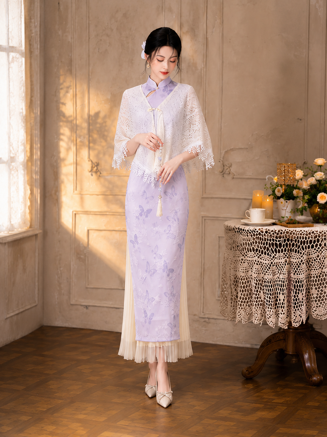 Light Purple Modern Chinese Style Qipao Dress, Summer Vintage-Inspired – CloudHanfu