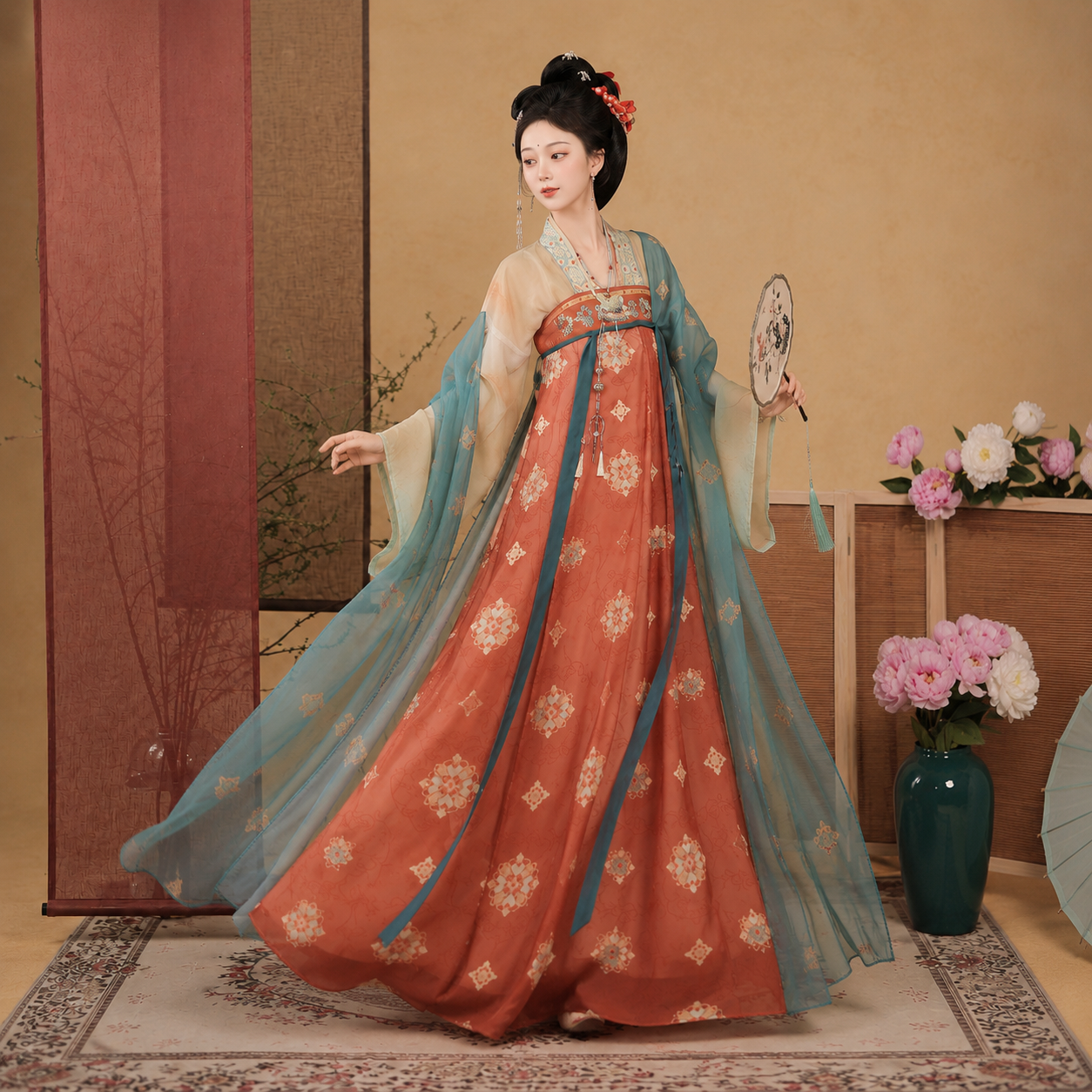 Tang Dynasty Embroidered Qixiong Ruqun Hanfu Set – Elegant Spring & Summer Traditional Chinese Dress