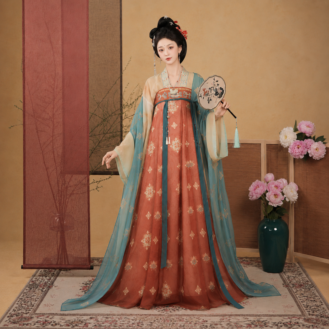 Tang Dynasty Embroidered Qixiong Ruqun Hanfu Set – Elegant Spring & Summer Traditional Chinese Dress