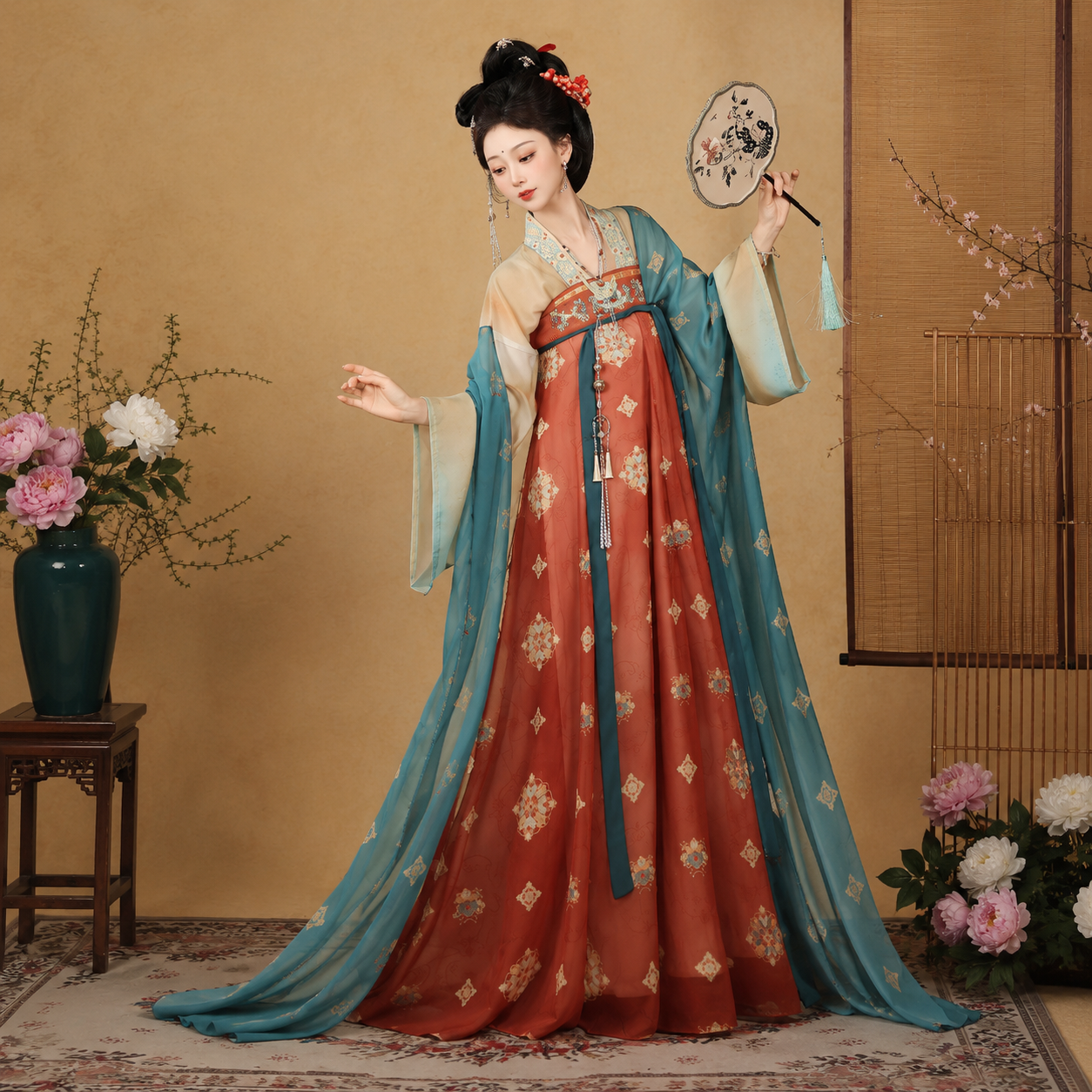 Tang Dynasty Embroidered Qixiong Ruqun Hanfu Set – Elegant Spring & Summer Traditional Chinese Dress