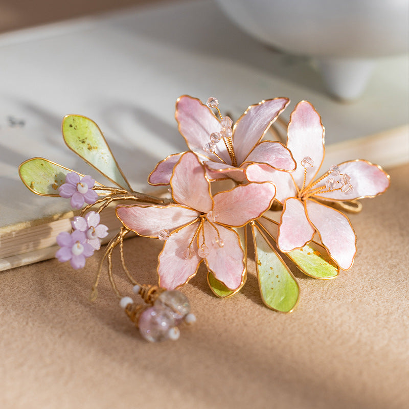 Purple Ronghua Floral Hairpin, Elegant Chinese Style Hair Accessory
