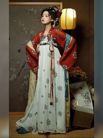 Tang-Style Hanfu Dress for Women – Liujin Yeyan Chest-High Ruqun Set