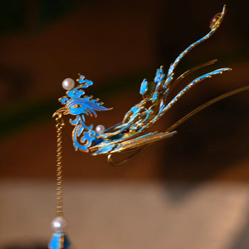 Blue Phoenix Filigree Tassel Hair Stick – Traditional Chinese Style Hair Accessory