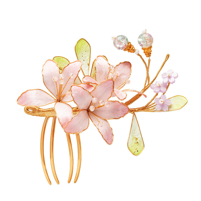 Purple Ronghua Floral Hairpin, Elegant Chinese Style Hair Accessory