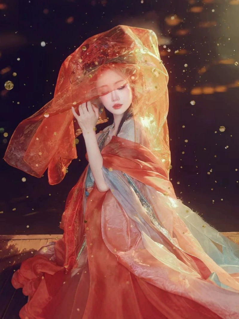 Dreamlike Mirage Tang-Style Hanfu Set with Butterfly Embroidery, Flowing Panels & Hezi Skirt