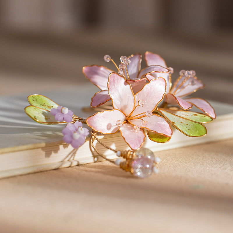 Purple Ronghua Floral Hairpin, Elegant Chinese Style Hair Accessory