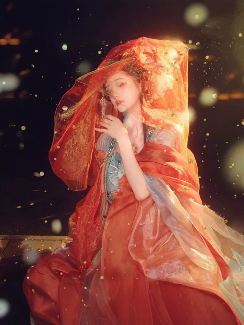 Dreamlike Mirage Tang-Style Hanfu Set with Butterfly Embroidery, Flowing Panels & Hezi Skirt