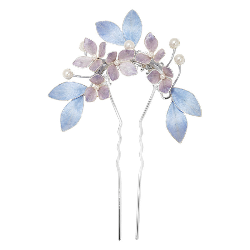 Purple Ronghua Floral Hairpin, Elegant Chinese Style Hair Accessory