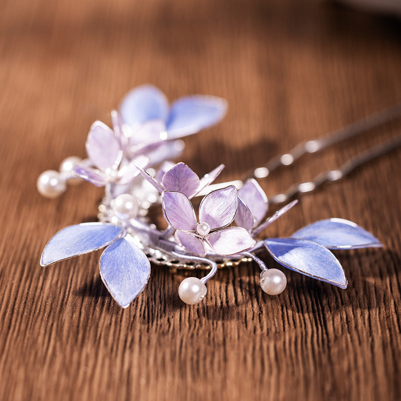 Purple Ronghua Floral Hairpin, Elegant Chinese Style Hair Accessory