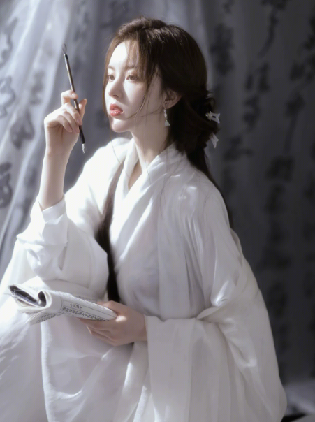Hanfu Dress Set, Wide Sleeve Flowing Ruqun Costume with Hair Ribbon